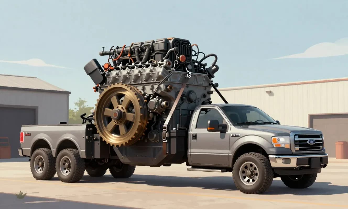 Método para arrancar un motor industrial de 102,4 litros con una Ford F-150 llama la atención