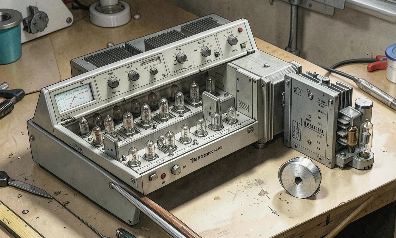 1960'lı Tektronix 545A osiloskop teardown: 75 boru, 500 watt ve gümüş lehim