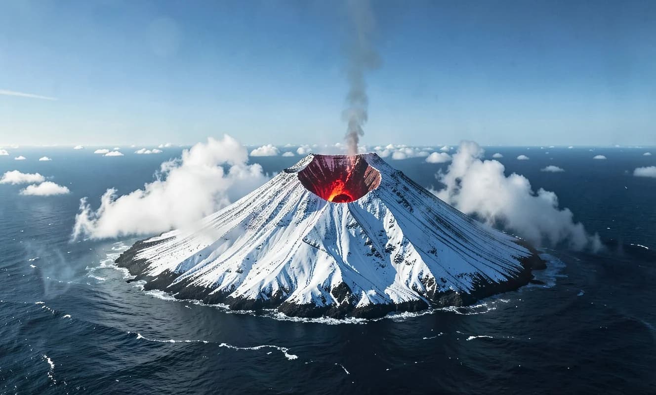 Saunders Adası'nda Mount Michael volkanının kalıcı lav gölü uydu görüntülerinde belirlendi