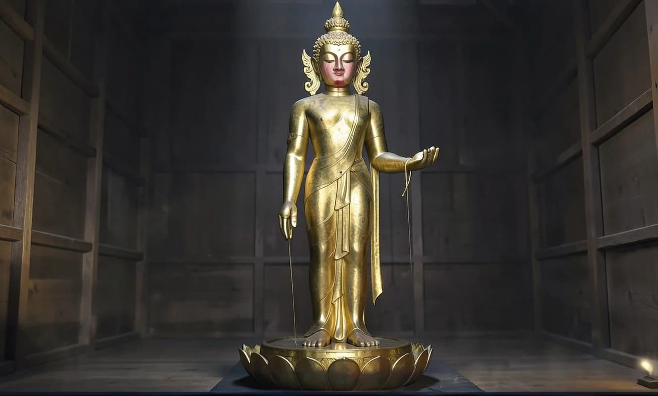 Nara'daki Yakushi-ji Doğu Salonu'nda 1300 Yıllık Şō Kannon Heykeli Göz Dolduruyor