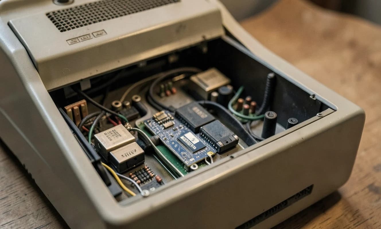 Amiga 1000で保守・修理作業が実施される