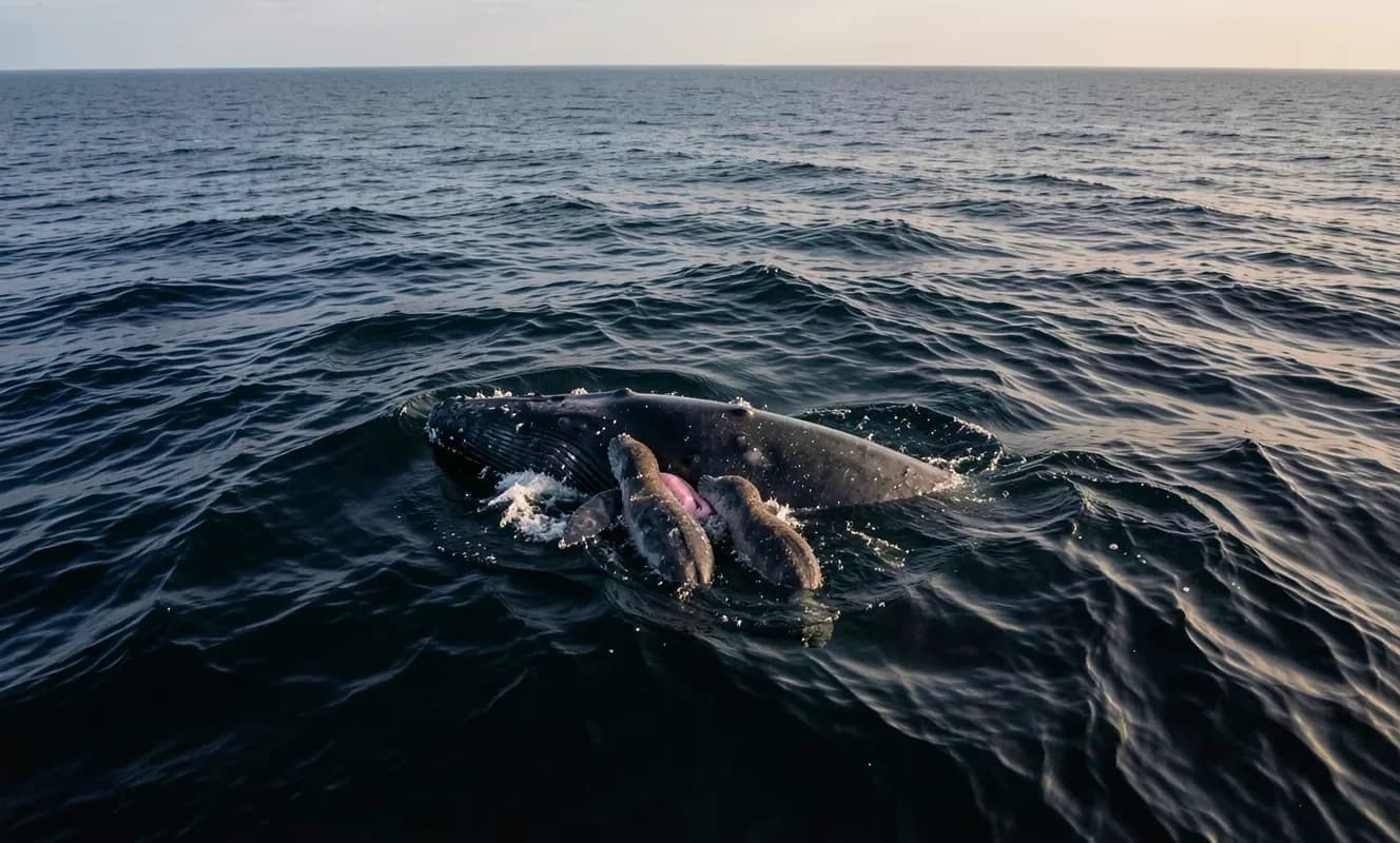 Primer nacimiento de ballena grabado con dron en la costa de Australia