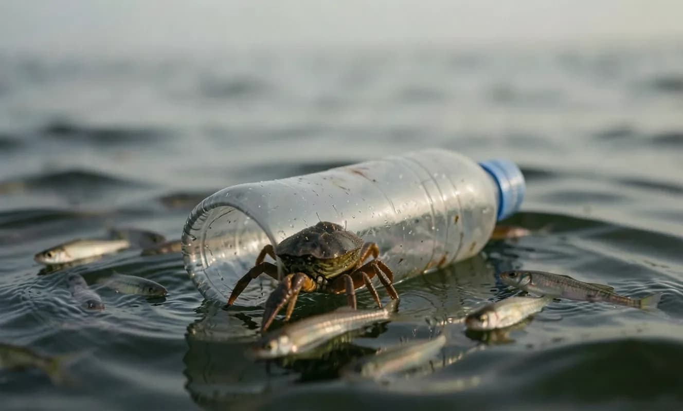 Plastik Kutuya Kapılan Kıyafetli Krabı İki Ay Denizde Hayatta Kalma