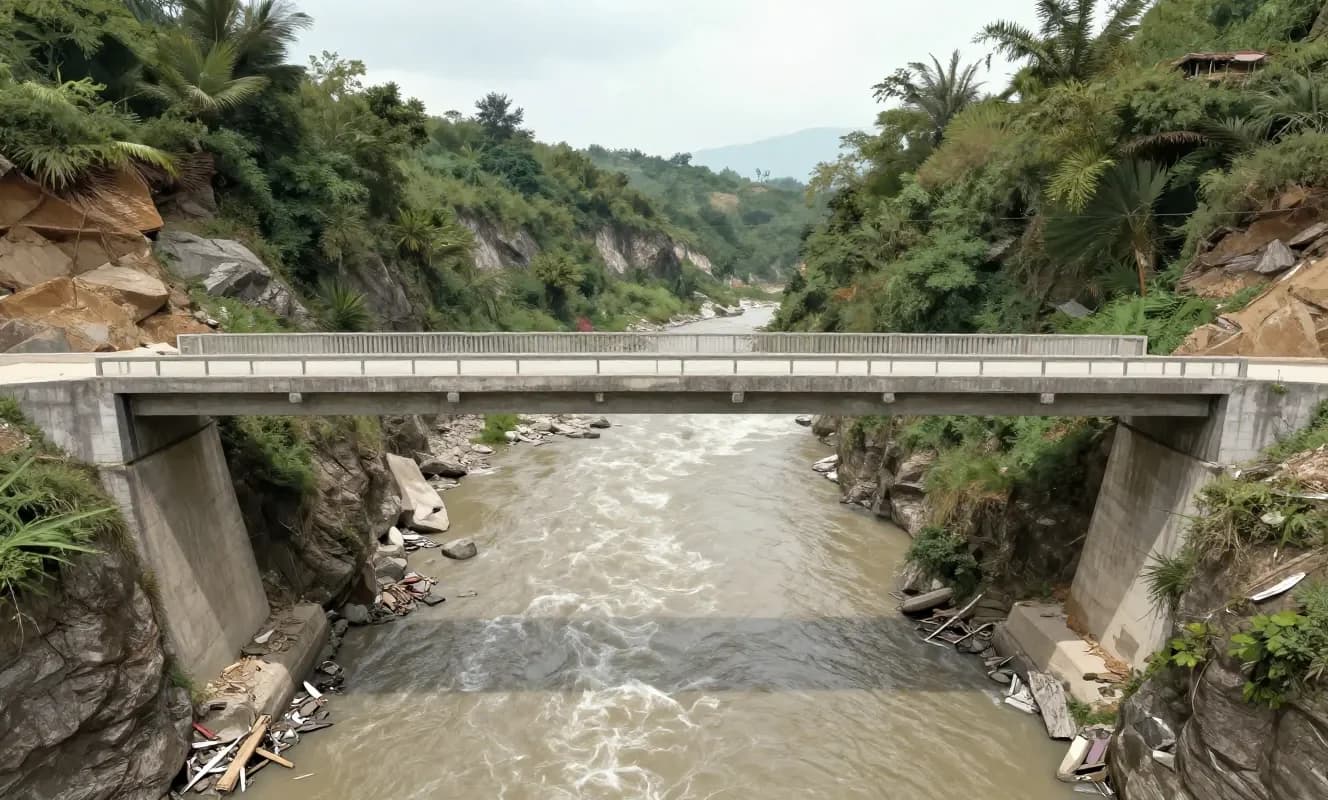 Nepal'da Budhi Gandaki Nehri'ndeki çöküntülerle evler, köprüler ve hidropower istasyonu hasar gördü; 50 kişi kurtarıldı, 5 kişi hâlâ eksik