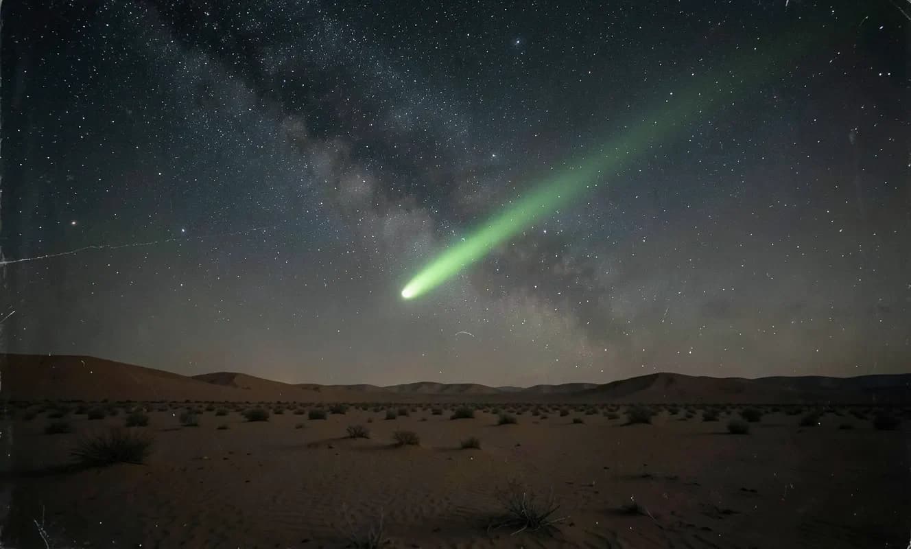 Capturan un cometa de cola verde en los cielos de Namibia