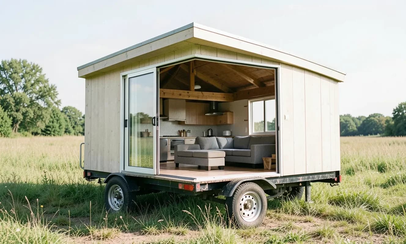 Mini House 300 x 700: Geniş Kabinli Küçük Ev, Tekerlekli Yaşam için Daha Fazla Alan Sunuyor