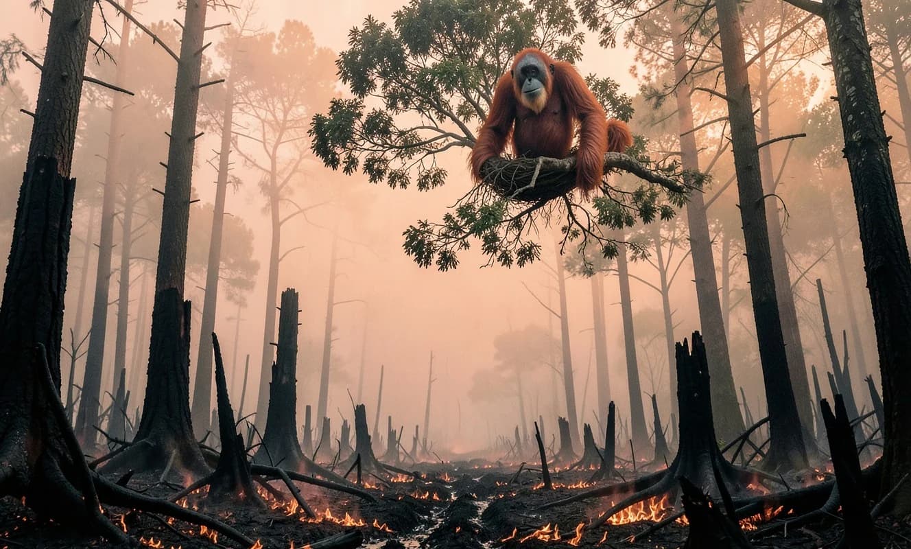 Borneo'da orman yangınları orangutanları yok etme tehdidiyle karşı karşıya
