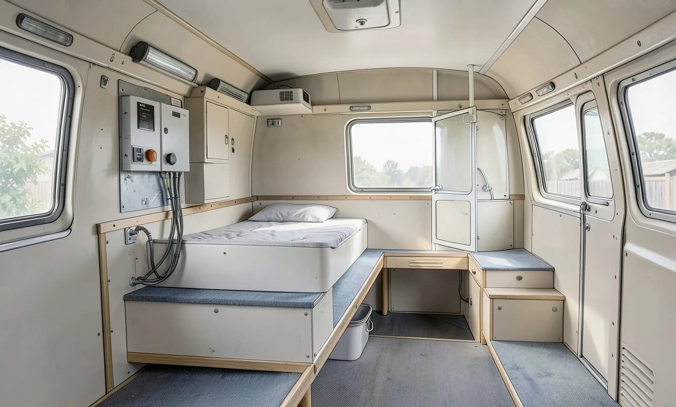 El camper Renault Trafic 1985 'Jacinto Pinto' rediseñado: sistema eléctrico arcaico, doble funcionalidad mejorada