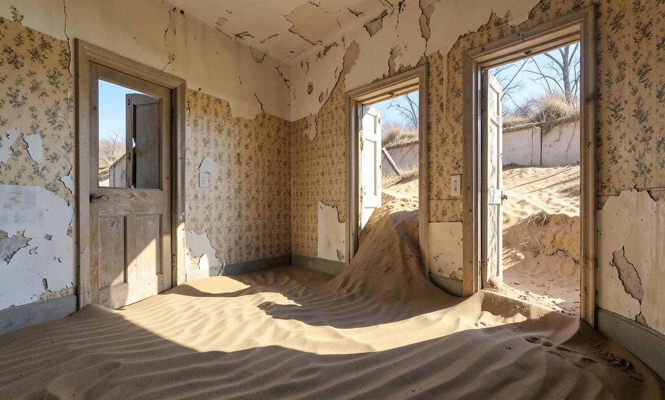 Namibya çölünde 1908'de kurulan lüks Alman şehri Kolmanskop, elmaslar bittiğinde kumun altına gömüldü