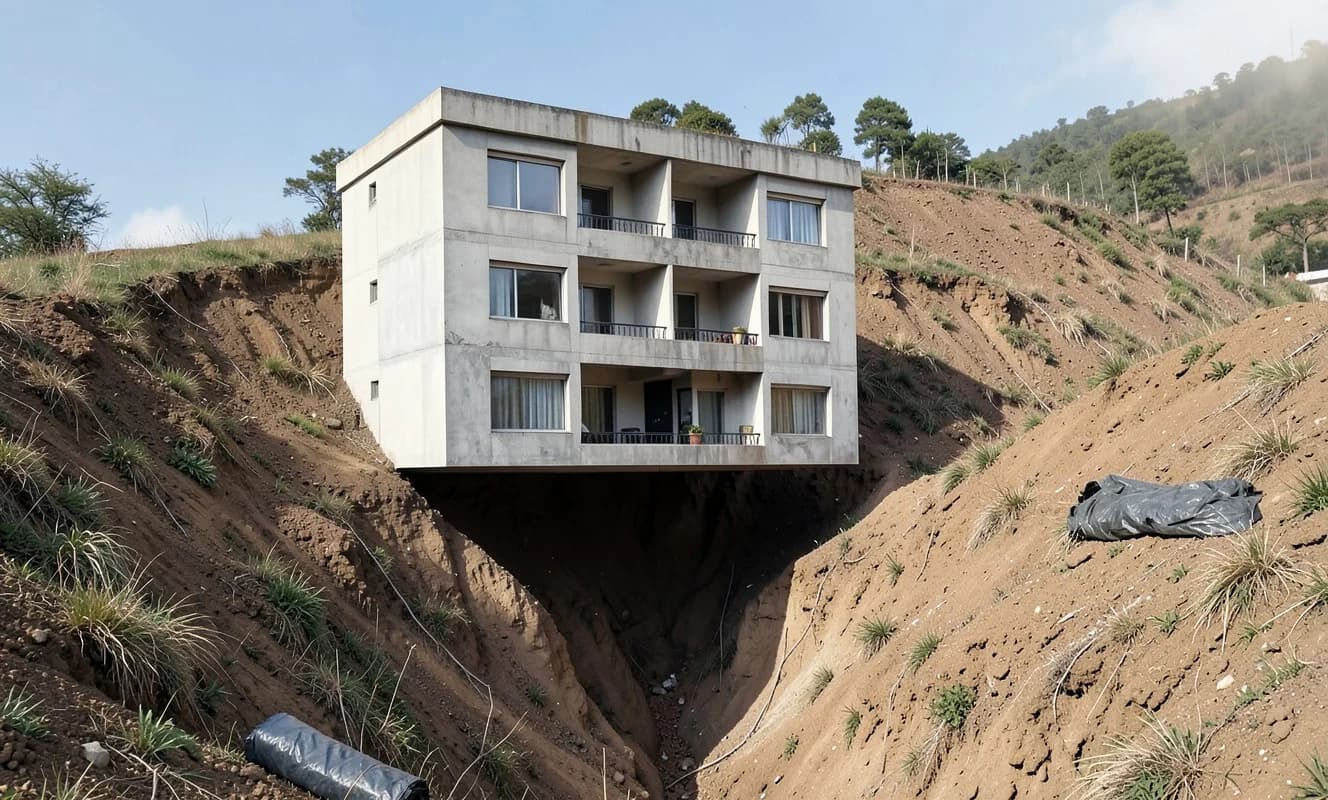 Rize'de heyelan: Binanın altındaki toprak koptu