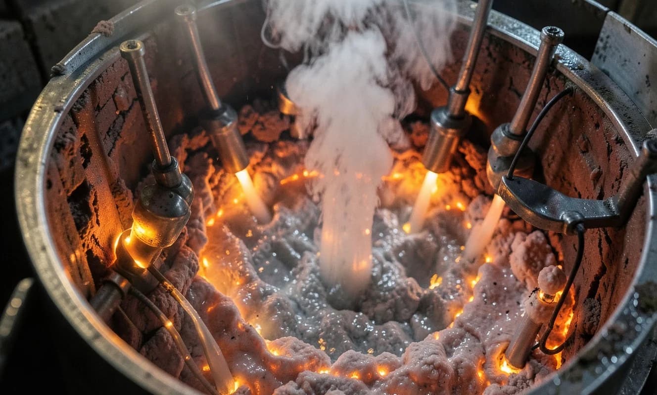 高温の塩溶融体から空気中のグラファイトを得る