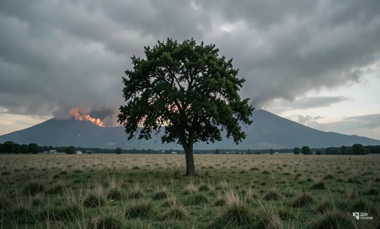 カスケード山脈の火山が煙に包まれる