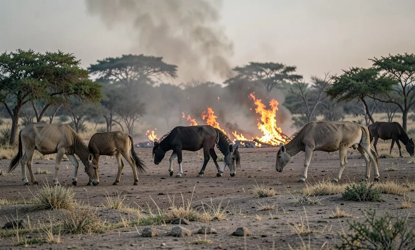 İspanya'da yangın korkusuna rağmen safari parkı hayvanları sakin kalıyor