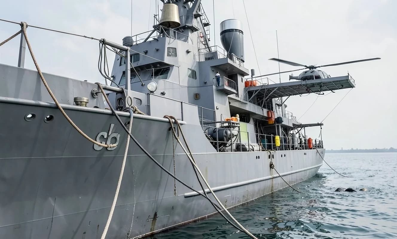 Los buques de rescate de la Armada turca operan en aguas profundas