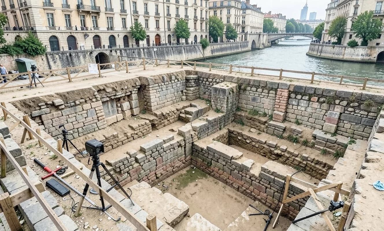 Paris'in kalbinde Île de la Cité'de eşzamanlı üç kazı, Roma ve Orta Çağ katmanlarını aydınlatıyor