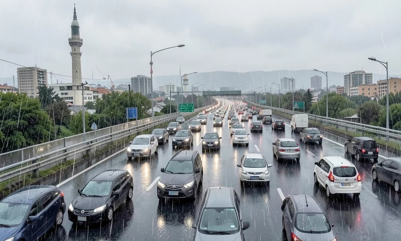 Yağışın da etkisiyle İstanbul'da yoğun trafik