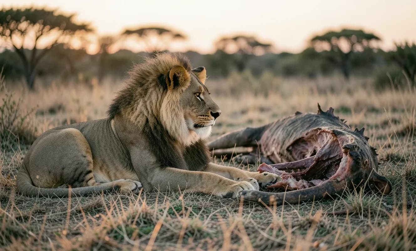 Los leones de zoológicos muestran comportamientos más salvajes al ser alimentados con cadáveres completos