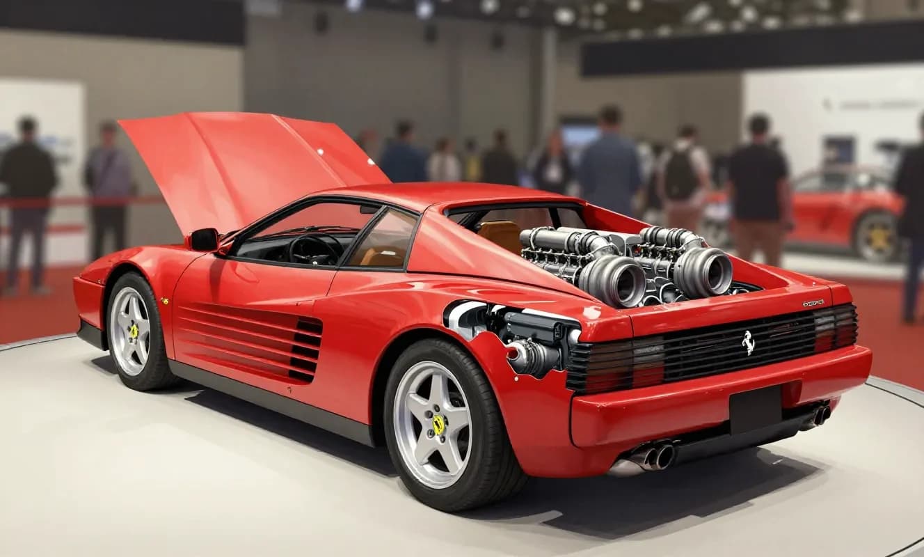 Japonya'da bir Ferrari Testarossa'ya V12 yerine dört rotörlü Mazda Wankel motoru yerleştirildi