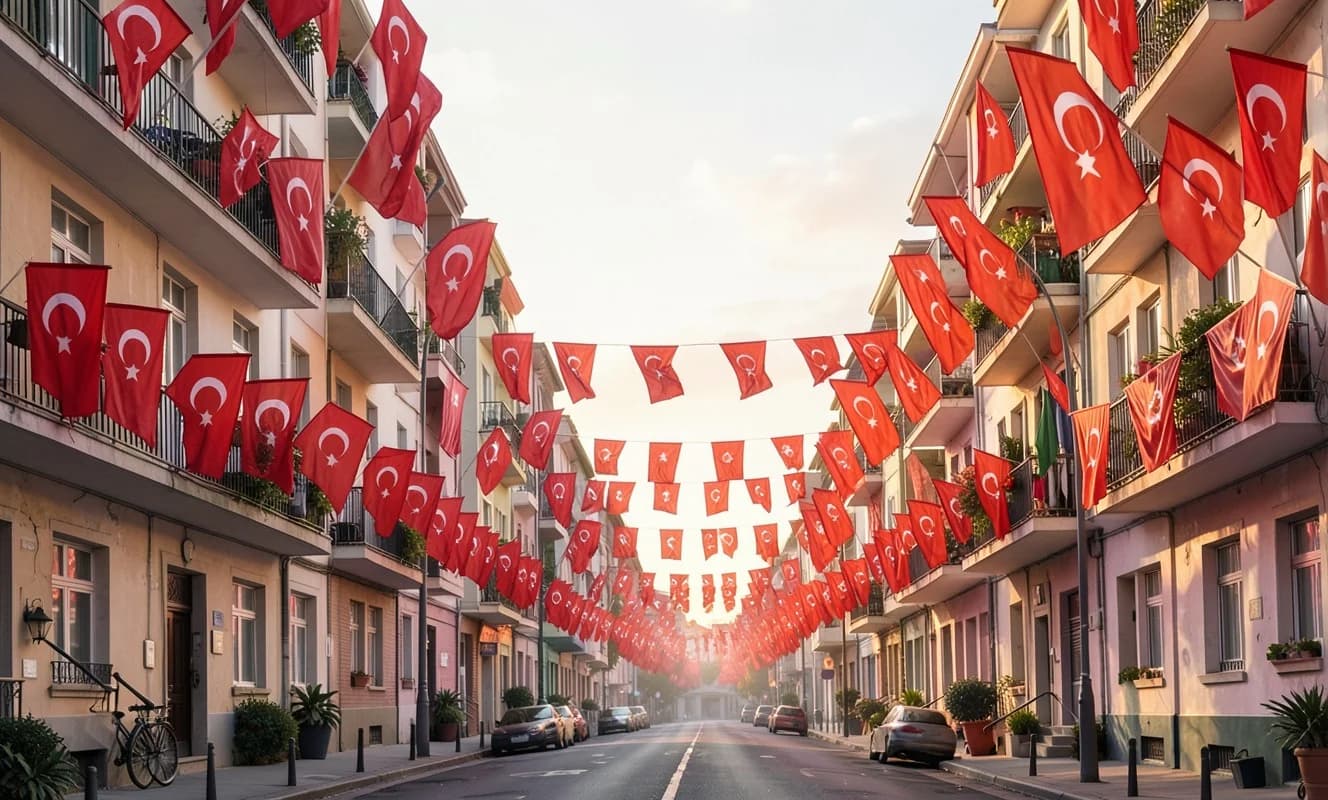 Aksaray'da bir çiftin bayrak isteği üzerine belediye bir gecede bütün caddeyi süsledi