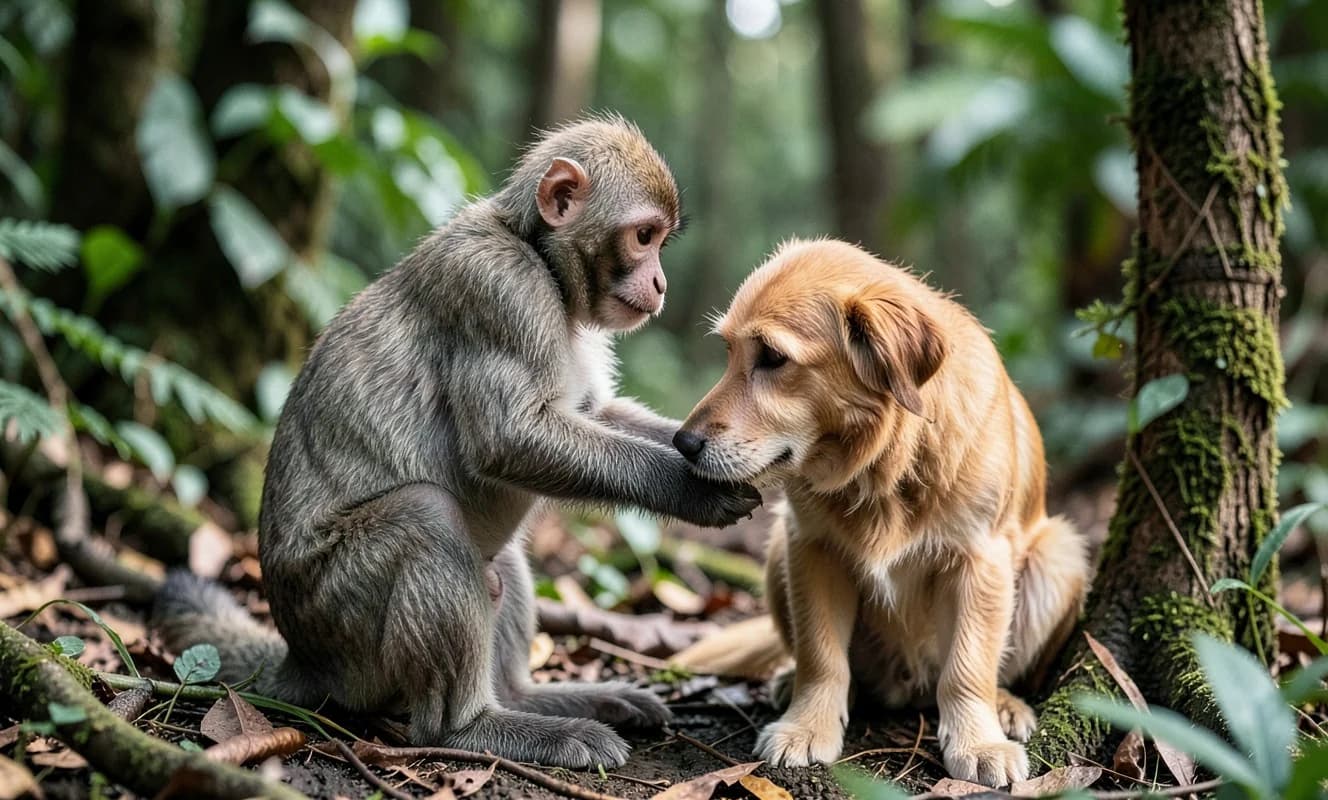 Maymunların köpek, geyik ve domuzlarla kurduğu dostluklar, evcil hayvan tutmanın evrimsel kökenlerine ışık tutuyor