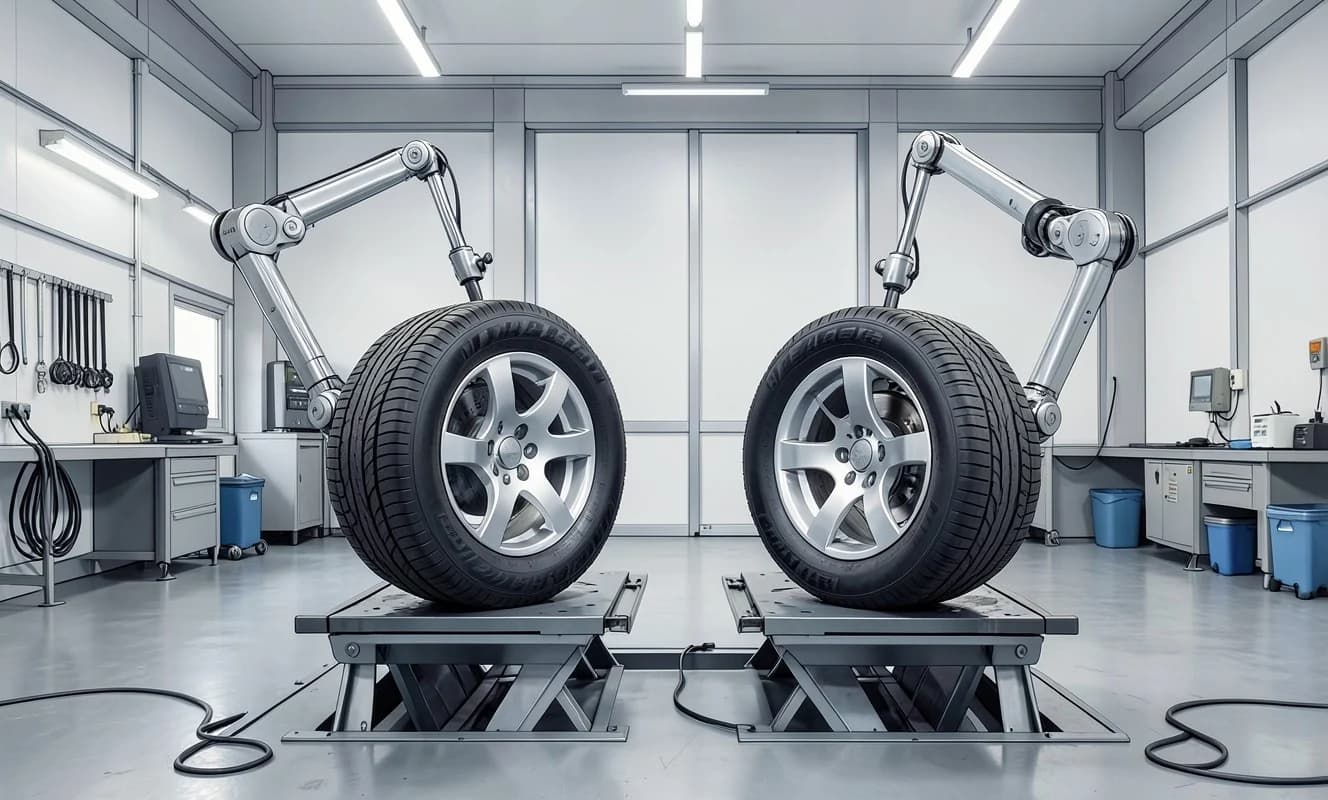 Akıllı robot 30 dakikada dört lastiği janttan ayırmadan değiştiriyor