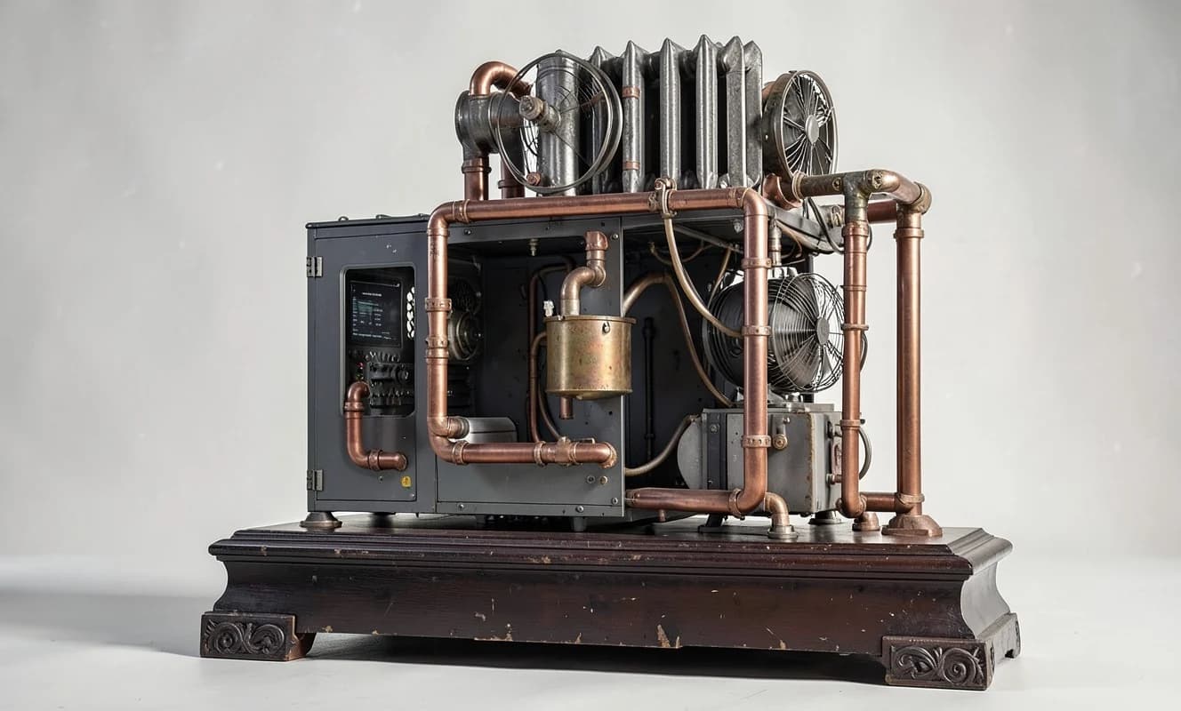 Bakır boru ve upcycle edilmiş blowtorch rezervuarla steampunk AMD PC