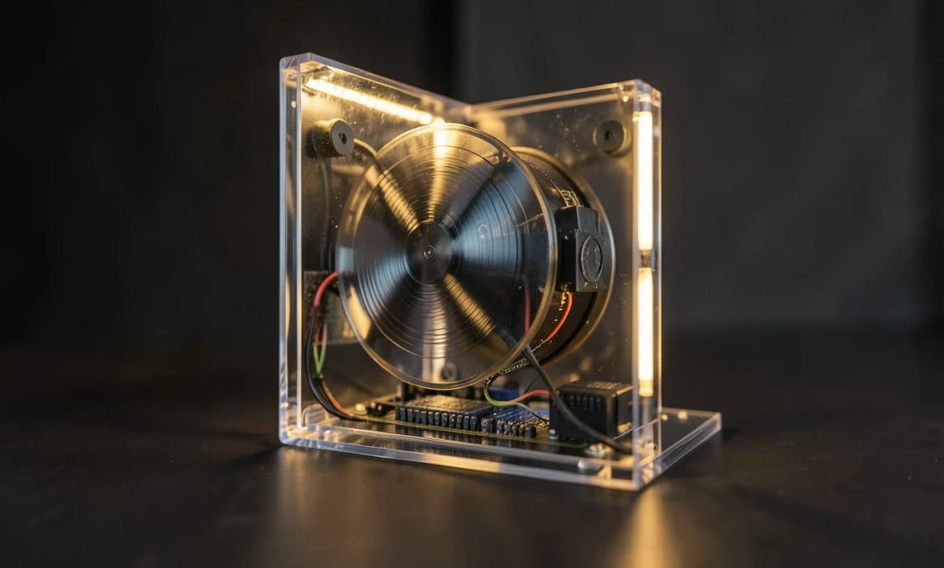 CD player transparente muestra su mecanismo