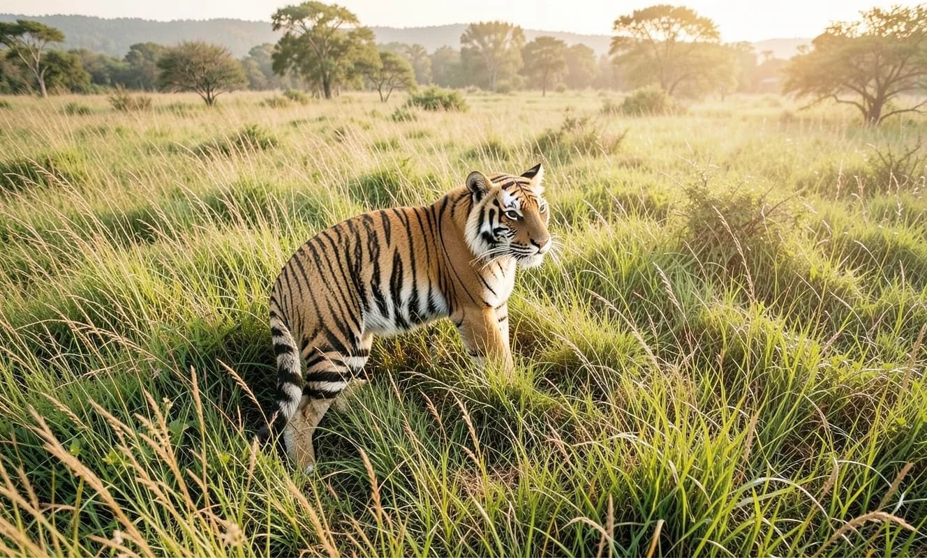Nepal'da erkek tiger'ın çiçekleriyle baş göstererek karşılanti ettiği ve annenin başka bir tigrisin çiçeklerini bakması tespit edildi