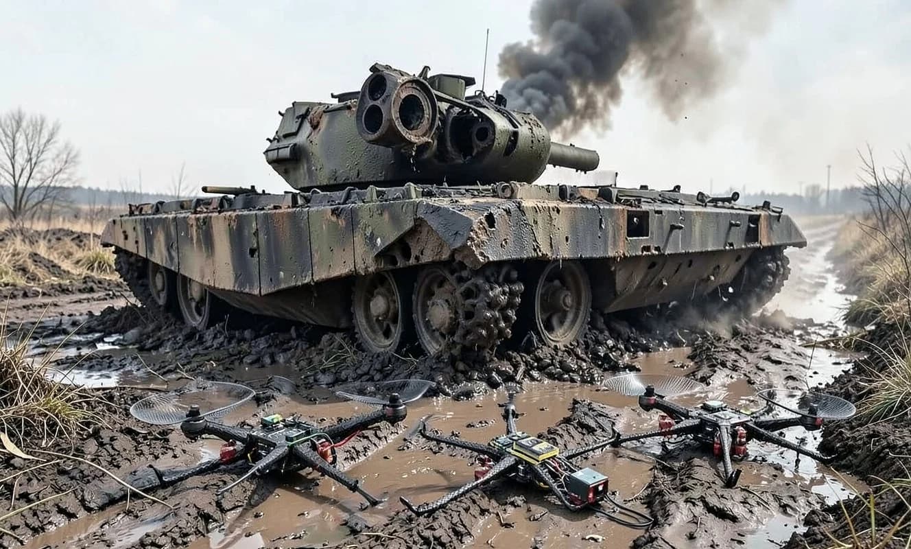 Üç 500 dolarlık Ukrayna dronu, 4,5 milyon dolarlık Rus T-90M tankını yok etti